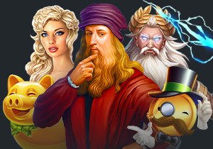 A collection of characters from Lucky Bits Vegas